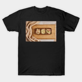 Colorful pasta on a wooden board T-Shirt